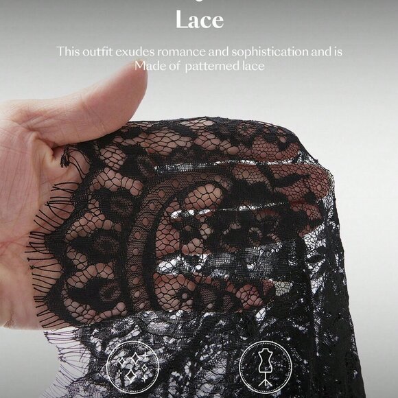 Black Sexy Women's Long See-Through Lace maxi Skirt - Picture 8 of 8